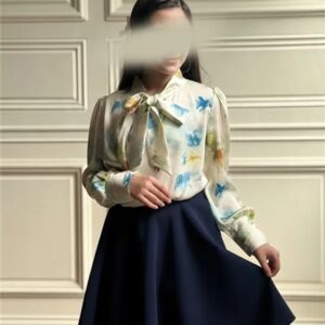 شومیز ساتن الیزه یقه کرواتی