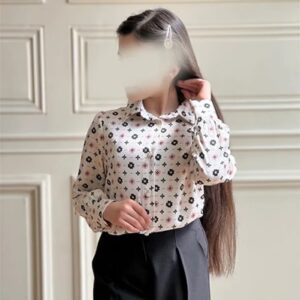 شومیز ساتن الیزه یقه مردانه طرحدار